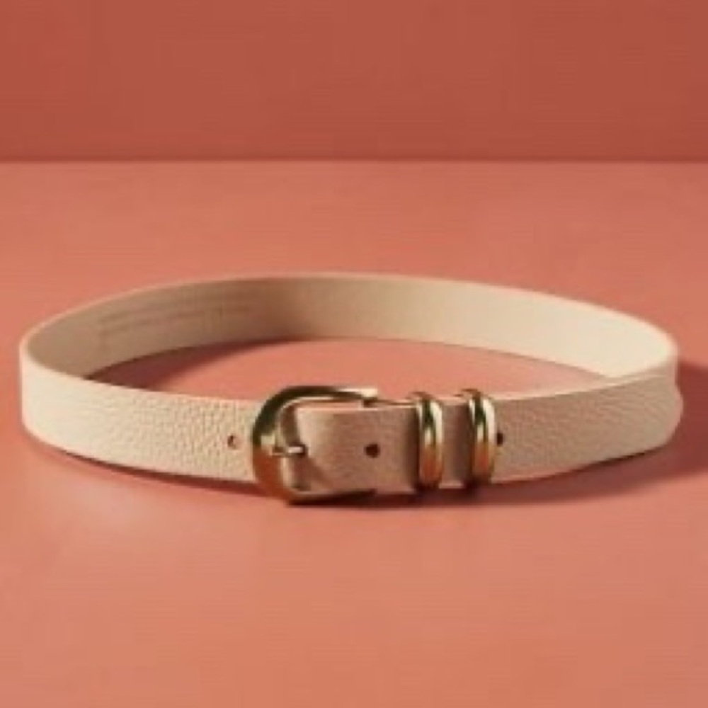 Anthropologie Leather Carey Belt Cream Size Large